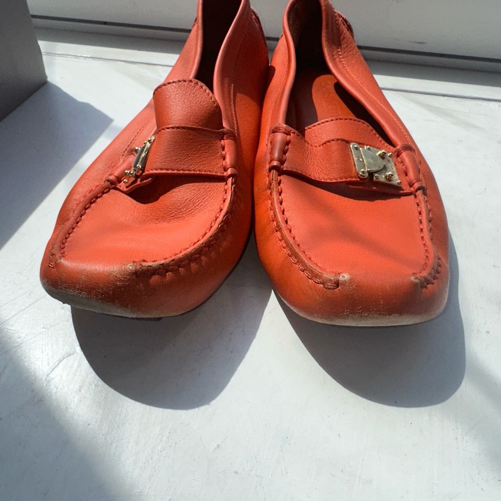 Louis Vuitton Orange Leather Loafers - Size 7 - Picture 14 of 16